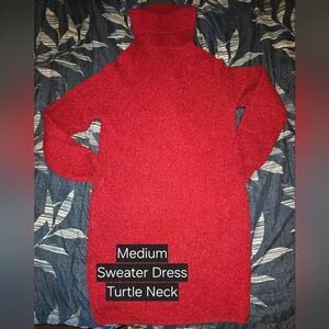 Red Turtleneck Sweater Dress